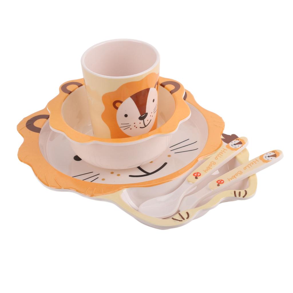 Kids Plates Set Cartoon Dishes Plates Utensils Set for Toddler Divided Food Tableware
