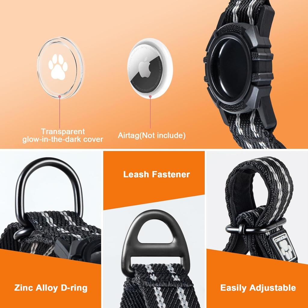 Ошейник для собаки AirTag с держателем для AirTag, Мартингал Air Tag Ошейник со светоотражающим элементом, Удобный, Прочный, Регулируемый, для средних или крупных собак