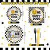 Umigy 96 Pcs One Happy Dude Birthday Party Decorations One Happy Dude Tableware Smile Face Party Supplies for 24 Guests Smile Plates Cups Napkins