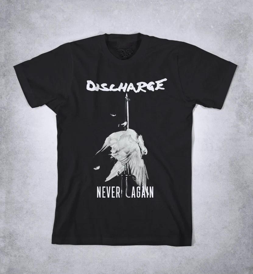 Винтажная футболка с принтом Discharge Band Never Again Хлопок Черный S-234XL Унисекс Футболка Унисекс Футболка