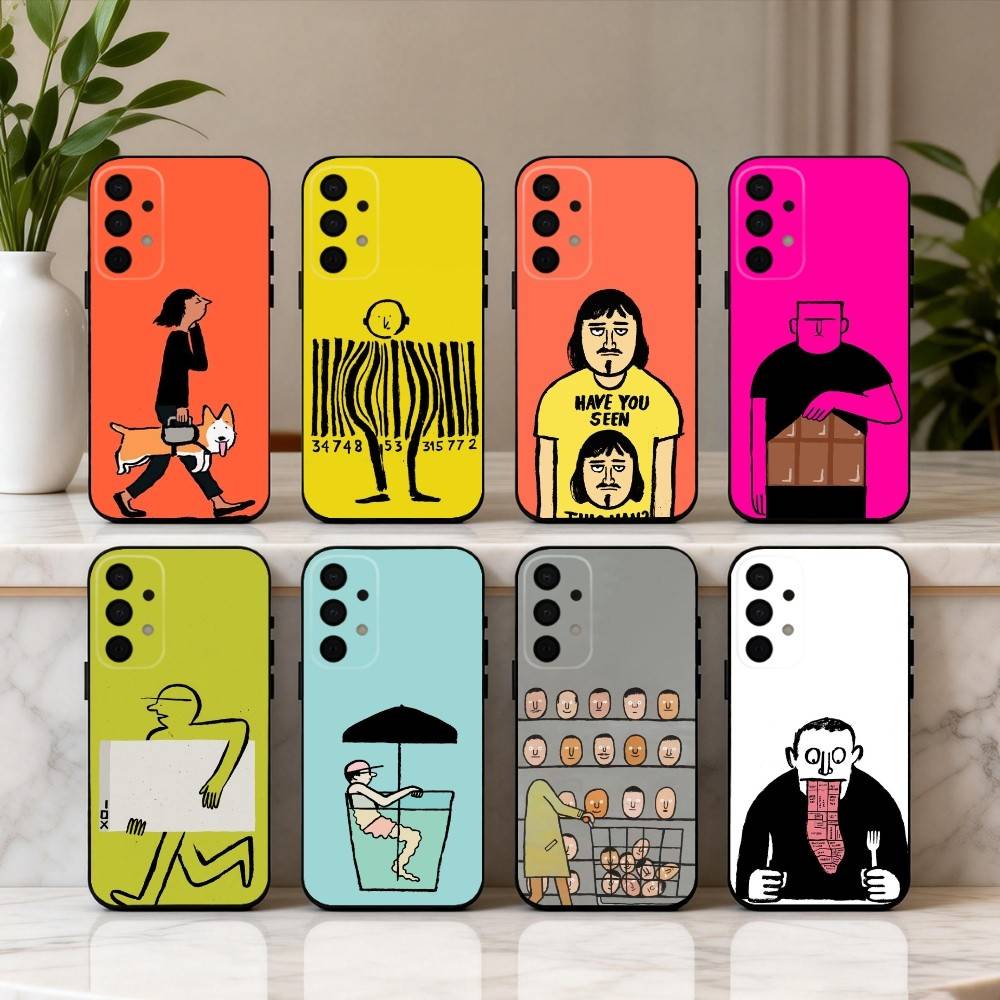 J-Jean-N J-Jullien-N M-Minimalist Art Phone Case For Samsung Galaxy A73,A72,A71,A70,A53,A52,A51,Soft Silicone Black Cover