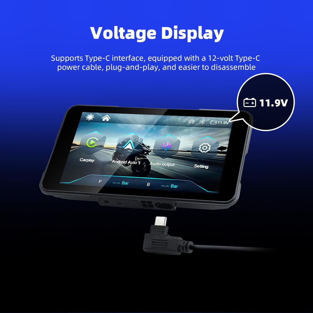 EKIY 5 Inch Rotatable Motorcycle Carplay GPS WiFi MOTO Navigation Wireless CarPlay Wireless Android Auto Motor Rotating Screen