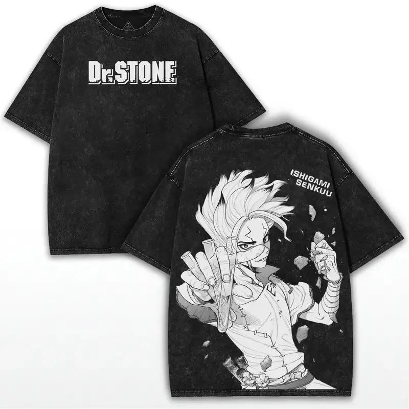 Футболка Dr.STONE Исигами Сенку с принтом аниме, винтажная Y2k, стираная, мужская одежда, летние хлопковые футболки с коротким рукавом, топы