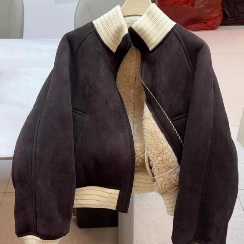 Женское пальто Зимняя хлопковая куртка Утолщенный вельвет из овечьей шерсти Короткое свободное повседневное пальто Топ