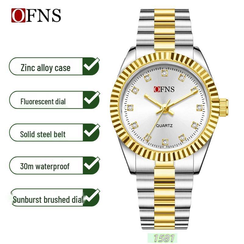 OFNS Классические женские высококачественные повседневные роскошные кварцевые наручные часы, римские цифры, дизайн с шипами, для работы и повседневной носки, водонепроницаемые.