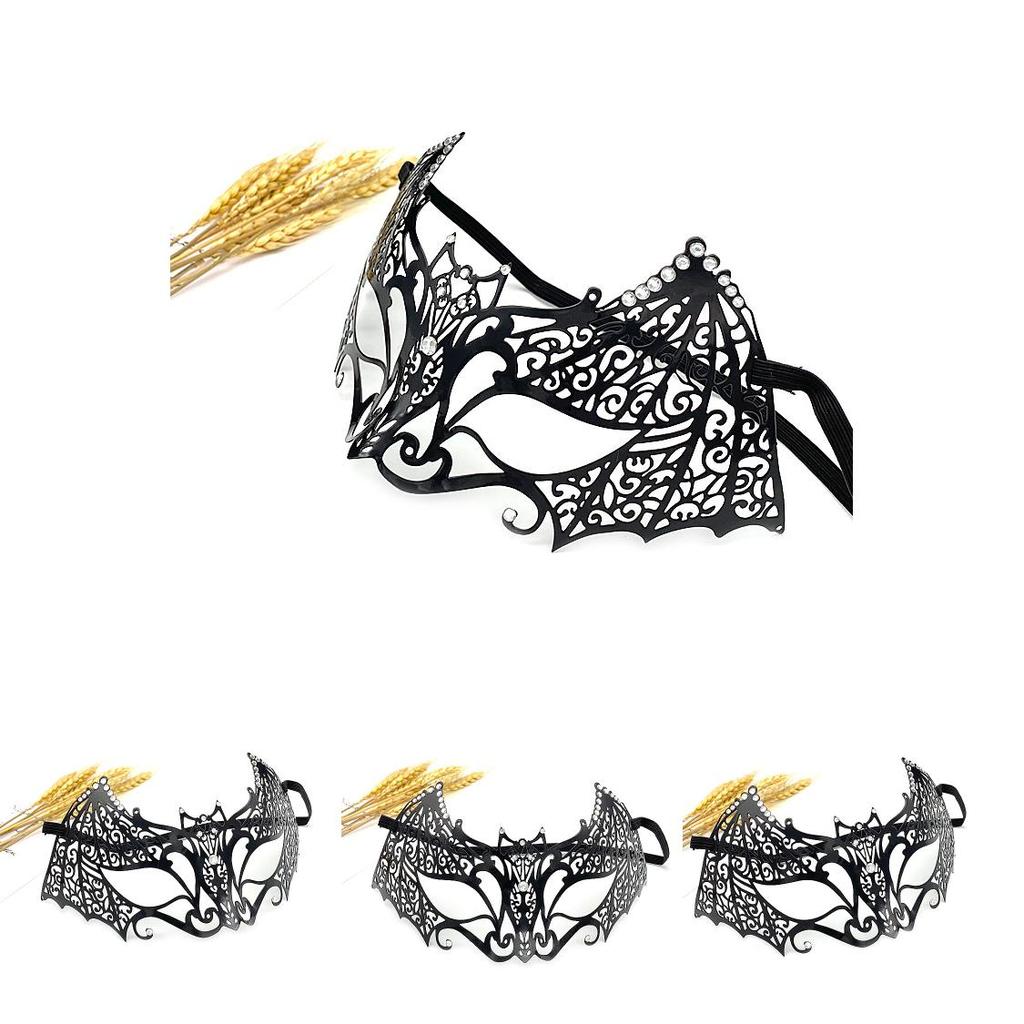 Elegant Black Metal Mask For Cosplay And Party Events With Sexy Halfface Design