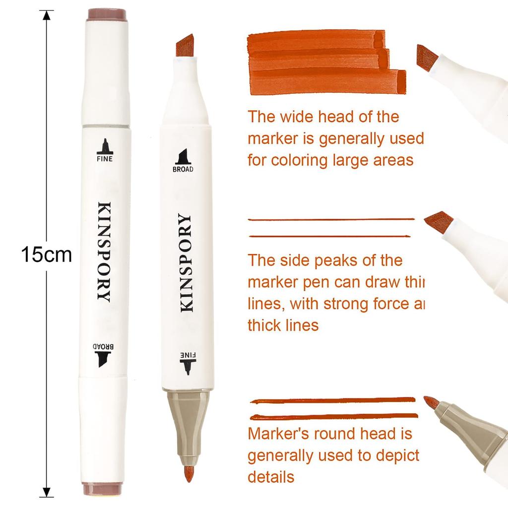 KINSPORY Alcohol Markers 160 Colors Dual Tip Permanent Art Markers for Artist Easy Storage with Aluminum Coloring Book Pen for Adults and Kids