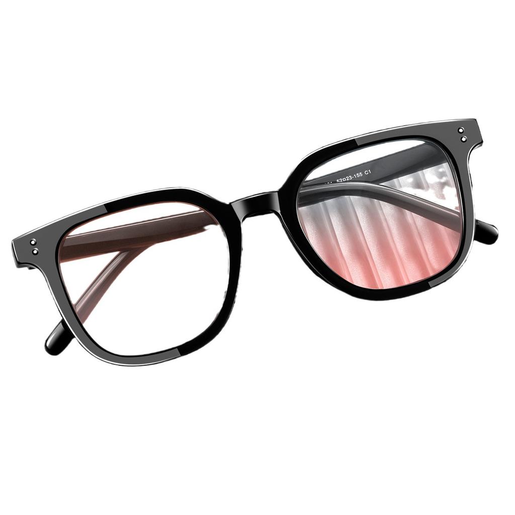 Blush Glasses Frame Female Black Frame Plain Anti-Blue Light With Gradual Change Pink Lenses Female Black Frame Myopia Glasses