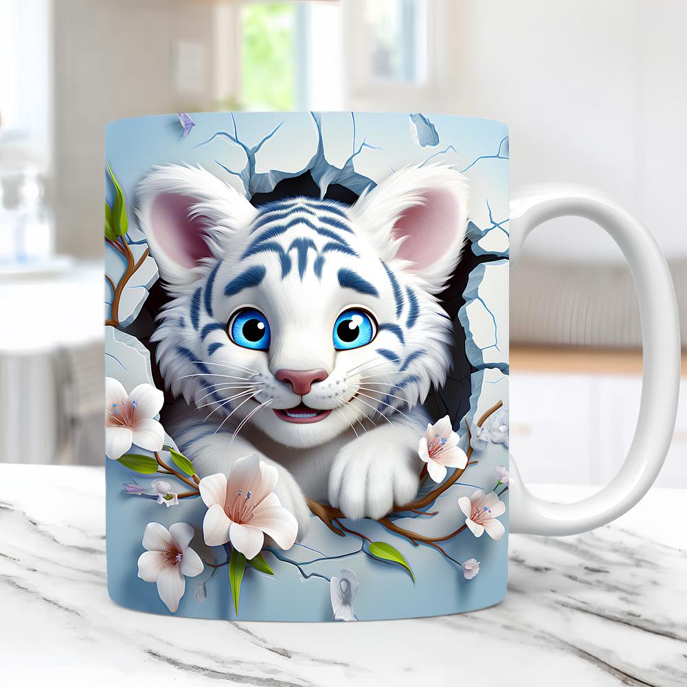 Милая 3D Кружка с Тигром, Животное Кошка Высококачественные Кружки для Кофе, Домашний Декор Кружки для Книжной Полки, Кружка для Молока 12 Знаков Зодиака, Рождественский Подарок Кружка для Чая