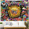 Burning Sun Tapestry Vintage Floral Psychedelic Mushroom Room Decor Aesthetic Plants And Leaves Tapestries Mystic Hippie Cloth