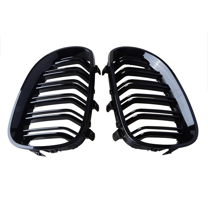 Передняя решетка для почек с двумя планками, гоночный гриль, глянцевый черный, подходит для автомобиля BMW 5 серии E60 E61 M5 2003-2010