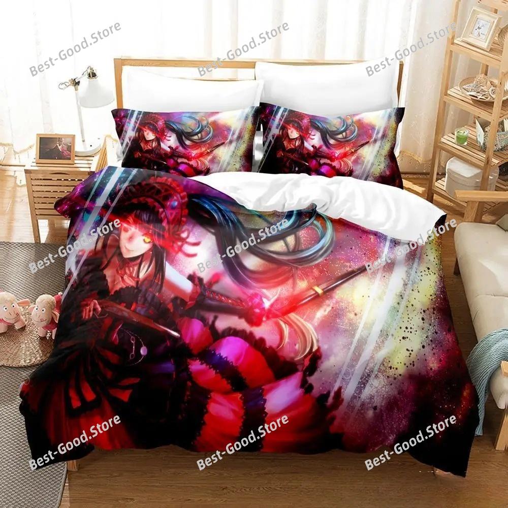 Новый комплект постельного белья Date A Live Токисаки Куруми Односпальный Полуторный Двуспальный Кинг-сайз Комплект для кровати Взрослый Детский Спальня Аниме Комплекты пододеяльников