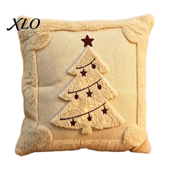 Cozy Plush Pillow Cover Christmas Throw Cover, 18x18 Inch Cushion 3D Snowman Festive Snowflake Reindeer Patterns Pattern, Case for Holiday Home