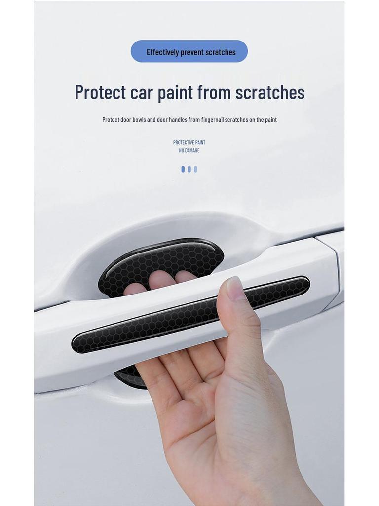 Защитная светоотражающая ромбовидная наклейка на дверную ручку автомобиля - Защита от столкновений и царапин, Черная