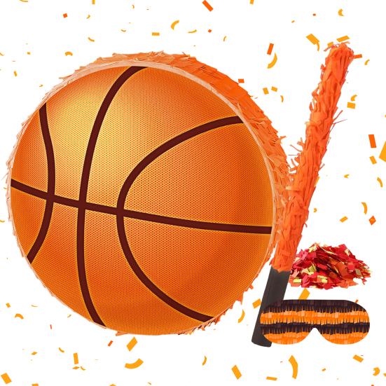 Пиньята Баскетбол с повязкой на глаза, битой и конфетти. Принадлежности для вечеринки в баскетбольной тематике для детей, взрослых, сувениры для спортивной вечеринки по случаю дня рождения