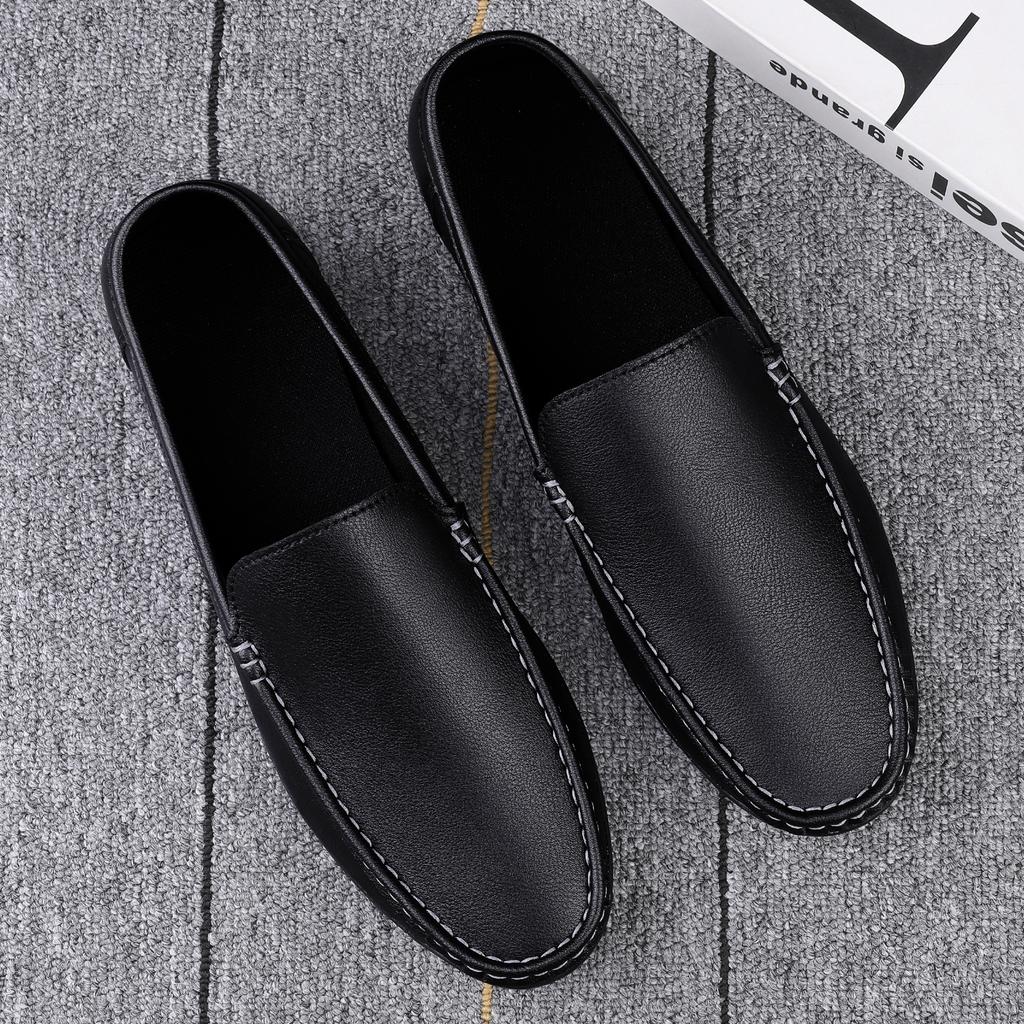 2025 Mens Shoes High Quality Brand Loafers Comfy Leather Boats Shoes White Men Summer Casual Shoes Mocassin Plus Size 47