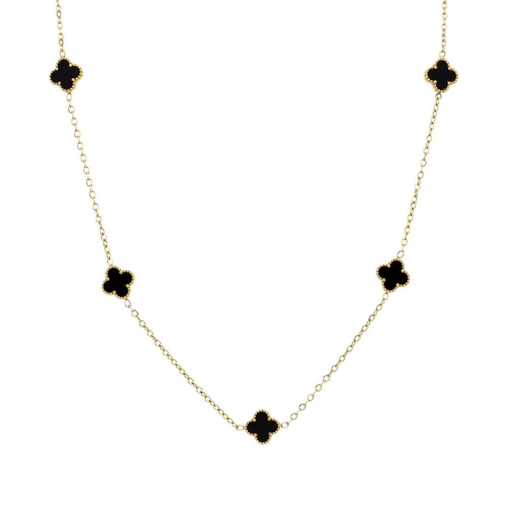 9MM Titanium Steel Four-leaf Clover Shell 5 Flowers Necklace Women's New Light Luxury Hundred Lock Bone Chain Shell Collar Jewelry