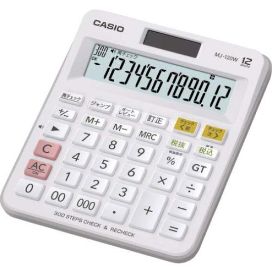 Casio Standard Calculation Mini Just 12 Calculator, Check, Type, Digits, MJ-120W-N