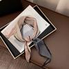 Folded Silk Scarf Women's Spring and Summer New Thin Scarf Small Scarf Versatile Fashion Commuter Color Matching Small Shawl Tied Bag Streamer