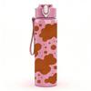 1PC Brown Cow Spot Seamless Pattern Print 750ml Color Plastic Sports Water Bottle Leakproof Flip Straw Lid Suitable for Sports Office Home Use