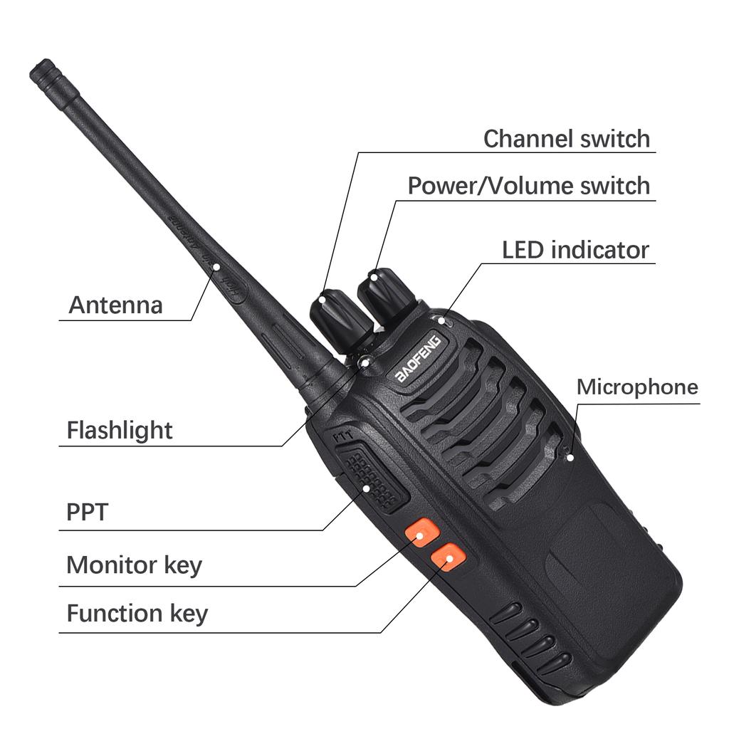 Aoresac Рации Baofeng BF-888s, 10 шт., водонепроницаемые перезаряжаемые радиостанции двусторонней связи дальнего действия