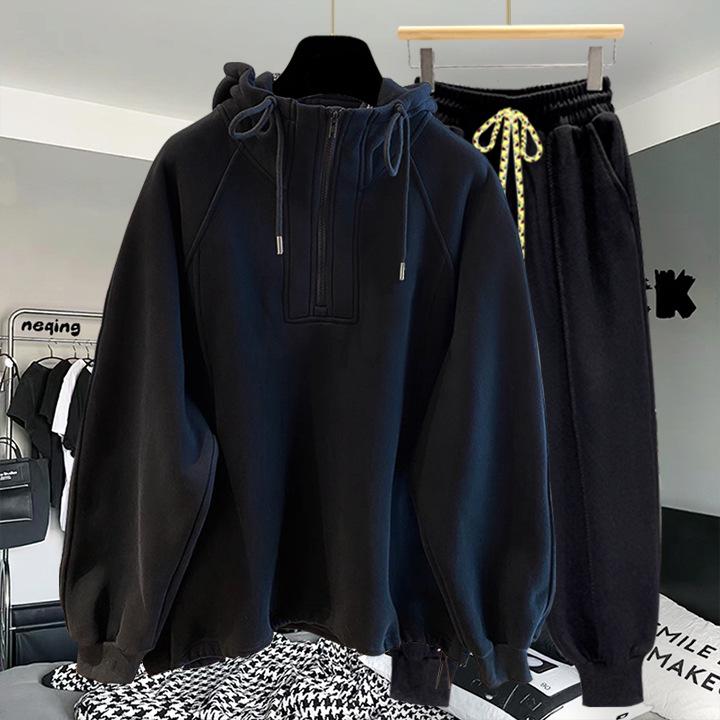 Высококачественный oversized худи с молнией до середины - Однотонный, дышащий, пэчворк-дизайн для весны и осени