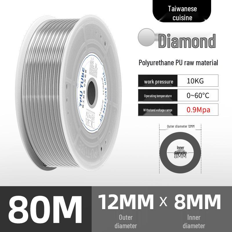 Durable 8mm PU Pneumatic Air Hose, 12mm Tube, Wear & Pressure Resistant - Compressor Accessory
