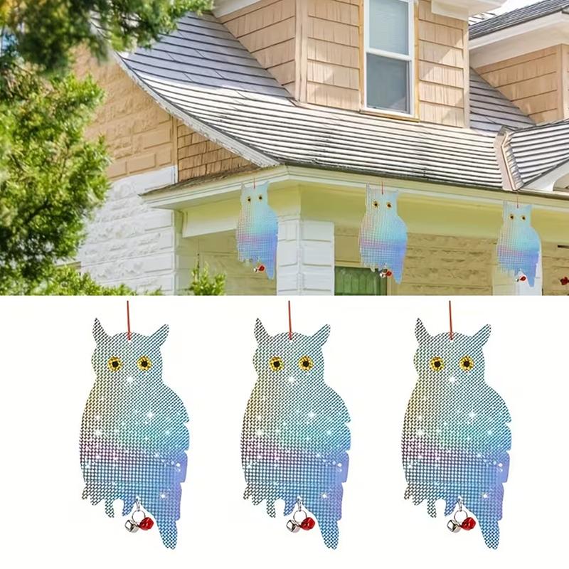 1/2/4/6Pcs Reflective Owl Fake Hawk, Plastic Hanging Reflective Bird Repeller, Outdoor And Garden Decorative Wind Chime