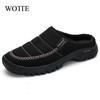 Winter Plush Men Slippers Big Size 46 47 Indoor Men's Mules Shoes Unisex Bedroom Slides Waterproof Male Slipper Warm Fur