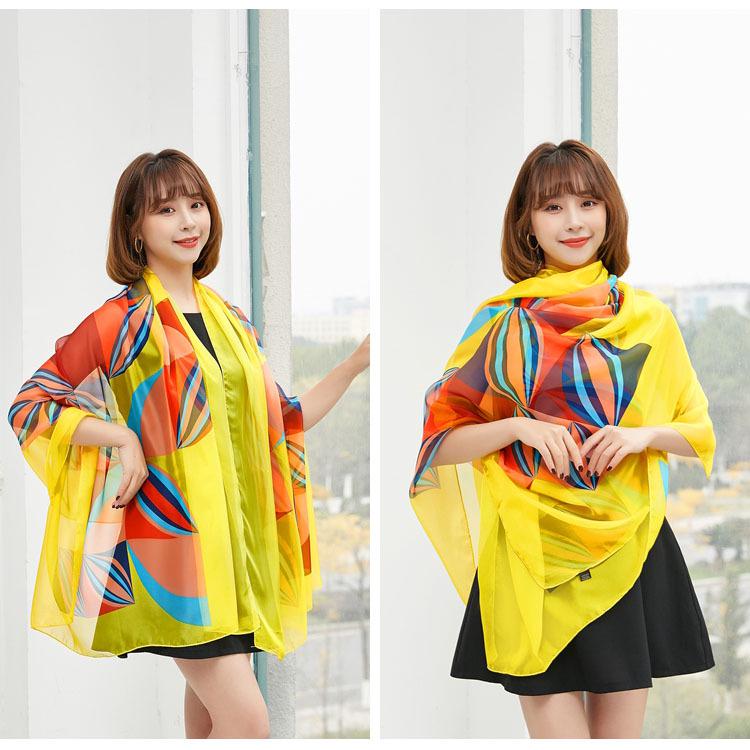 Women's Chiffon Scarf - Lightweight, Printed Sun Protection for Spring, Summer, Fall - Versatile Beach Shawl