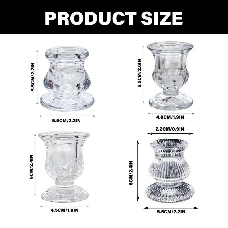 Elegant Glass Candle Holder Set of 2 Clear Taper Candlestick Holder for Wedding Modern Christmas Table Centerpieces
