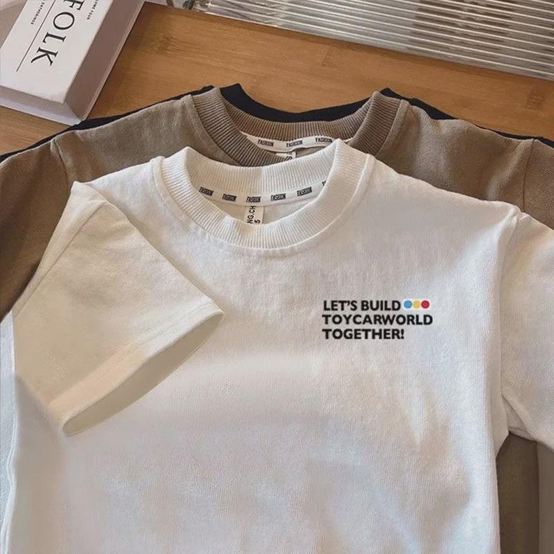 Детские летние футболки унисекс из чистого хлопка - с короткими рукавами, свободного кроя, с круглым вырезом для мальчиков и девочек