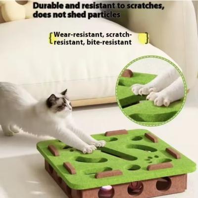 Интерактивная игрушка для кошек Игра-лабиринт Дразнящая котенка Питомец Пазл с шариками-колокольчиками Забавная коробка с отверстиями для копания Фетровый туннель Инструмент для саморазвлечения