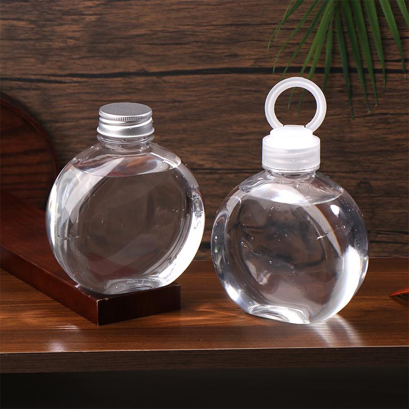 320/500 мл Плоская круглая бутылка для воды Прозрачная бутылка для молока, чая, кофе Бутылки для питья Портативная ПЭТ бутылка для сока, напитков