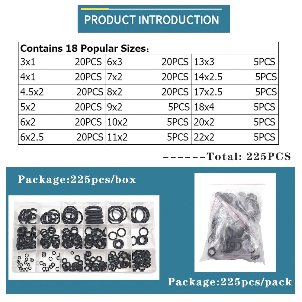 Набор ассорти Высокое давление С пластиковой коробкой Эластичная лента Уплотнительные кольца Уплотнительные прокладки Шайбы