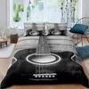 Guitar Duvet Cover Set Music Theme Bedding For Teens Microfiber Vintage Grey Guitar On Wooden Floor Quilt Cover Queen King Size