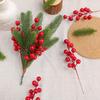 Christmas Pine Branches with Red Berries Artificial Greenery Stems for Tree Floral Arrangements Home Office Holiday Centerpiece Decor