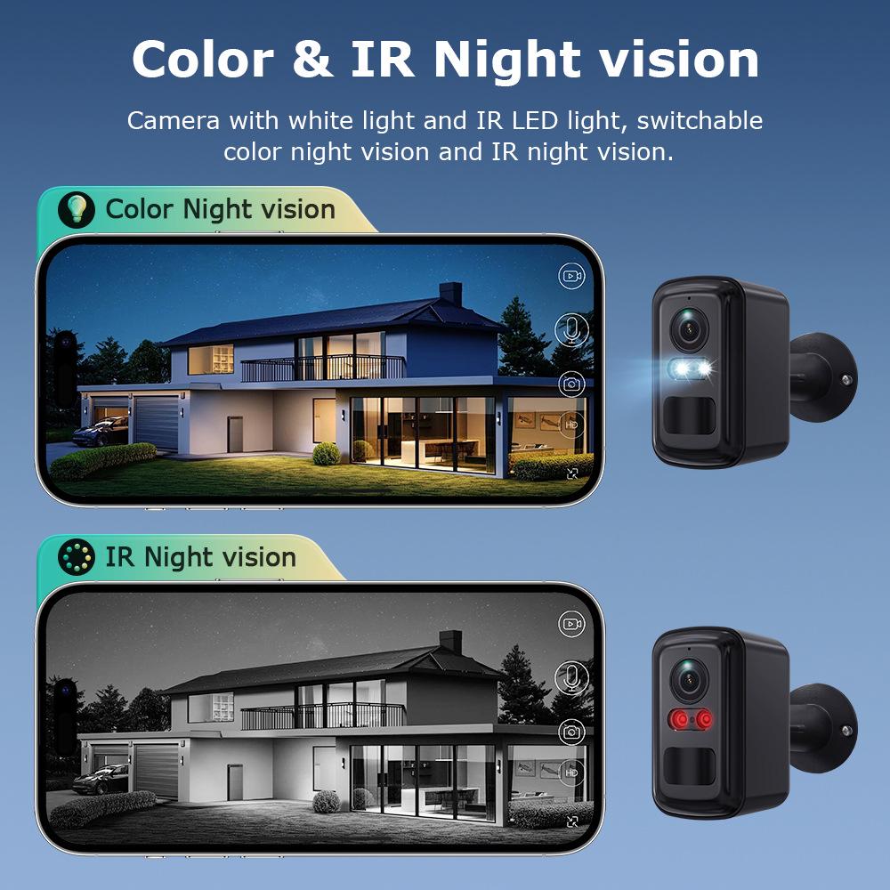 Wireless Low-Power HD Camera with Full-Color Night Vision & Outdoor WiFi Surveillance