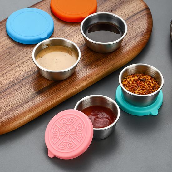 Чашка для соуса из нержавеющей стали 304 с силиконовой крышкой, герметичная, легко чистящаяся, экологичный шейкер для коктейлей, 40 мл