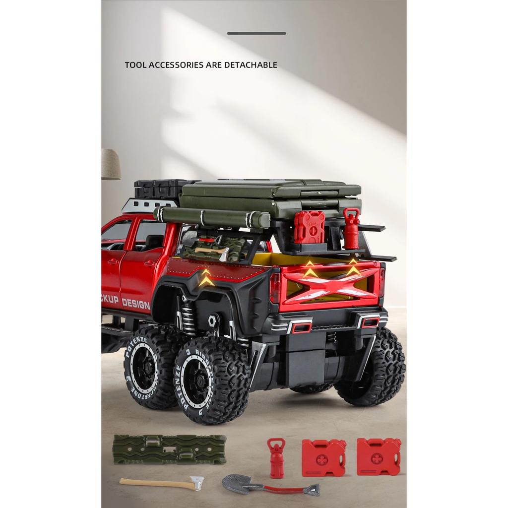 1/28 BENZ X-CLASS 6X6 Кемпинг Внедорожник Модель автомобиля из сплава Звук и свет Детская игрушка Коллекционные предметы Подарок на день рождения