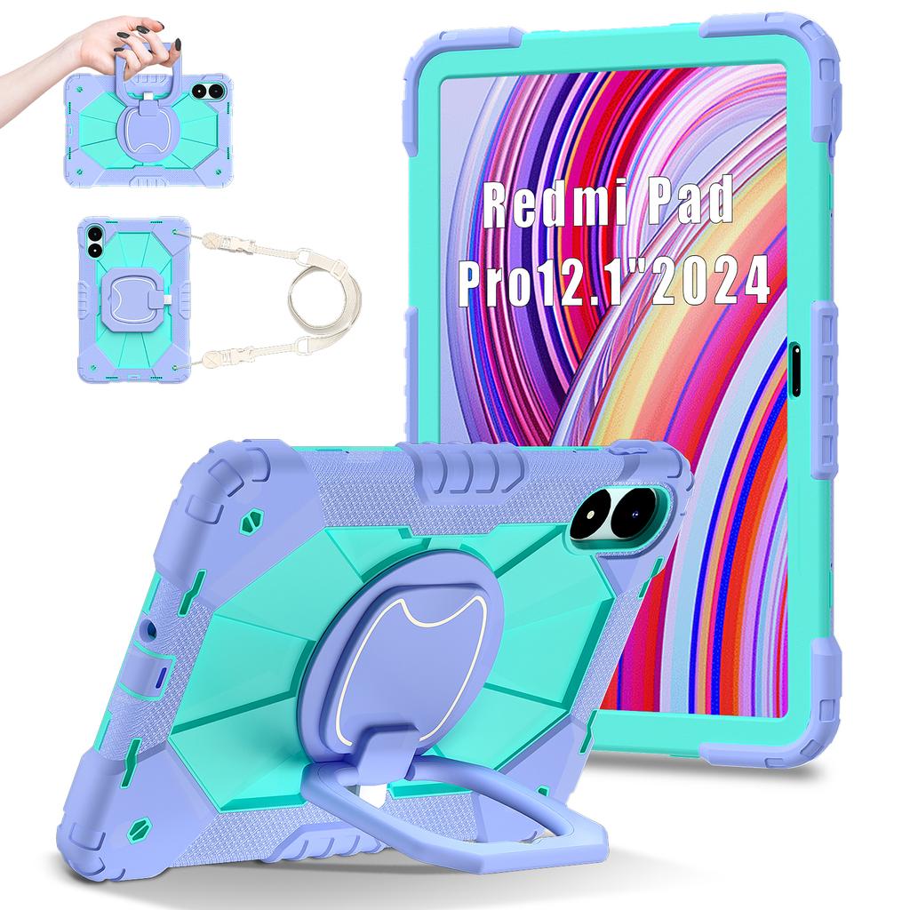 Для Redmi Pad Pro 12.1 SE 8.7 Xiaomi Pad 7 Pro 11.2 2024 Поворотный на 360 градусов Прочный чехол-броня для планшета Силиконовый ударопрочный чехол