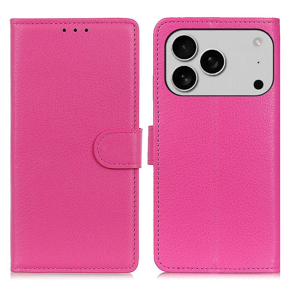 For iPhone 17 Pro Max Wallet Case PU Leather Phone Cover Litchi Texture