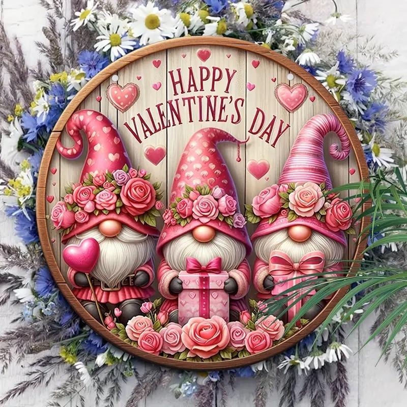 1pc Valentine's Day Gnome Wooden Sign, 7.87" X 7.87" - Rustic Wall Art Decor, Welcome & Wreath Sign, Gift for Friends, Versatile Indoor & Outdoor Dec