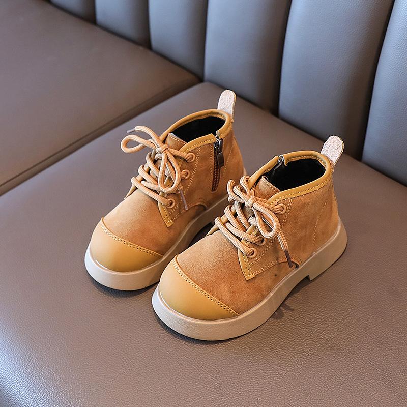 Повседневная обувь для девочек Нескользящая Простая детская мода Ботинки из кожи для мальчиков Весна и осень Детская хлопковая обувь Нескользящая