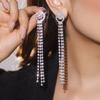 High-end Luxury Shiny Rhinestone Long Fringed Earrings