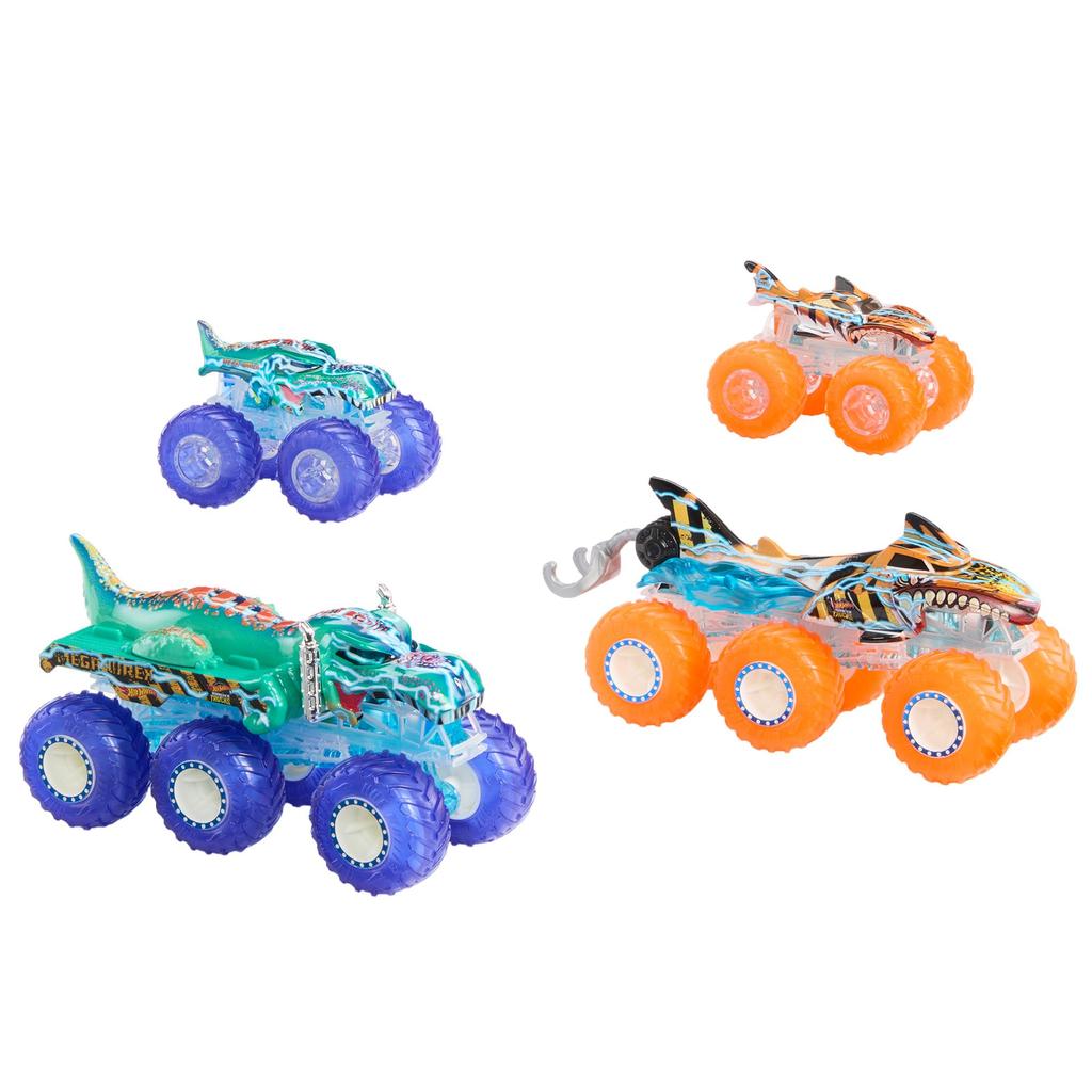Hot Wheels Monster Truck Transporter Set Игрушечная мини-машина 4 шт. Возраст от 3 лет и старше HYJ29 Синий/Оранжевый