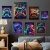 Neon Colorful Game Controller, Cool Wall Art Canvas, Painting, Pop Art, Posters and Printers, Room Decor, Gift, Cuadros, No Led