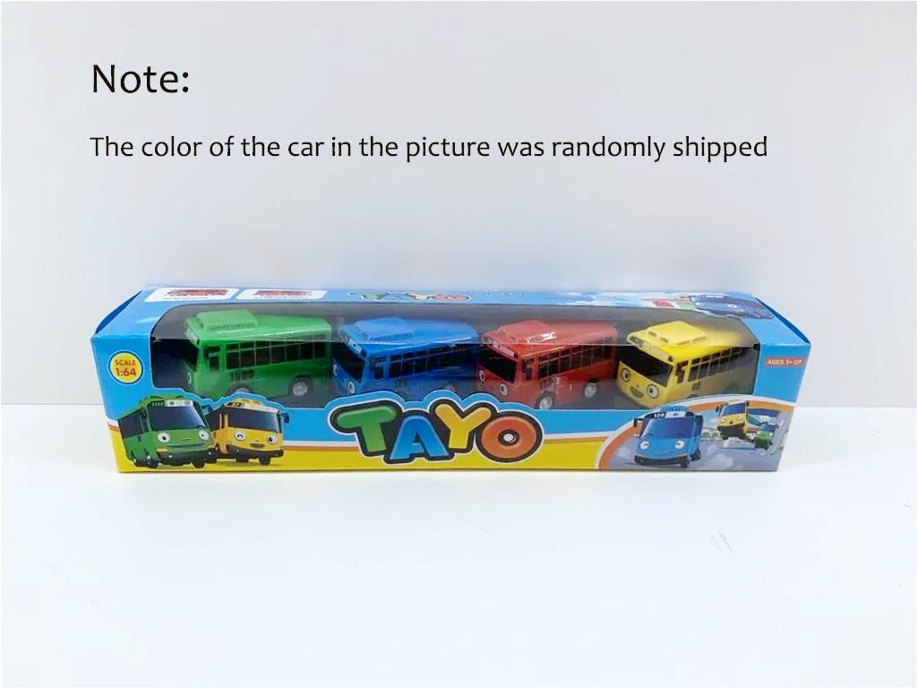 Новый 4-цветный маленький автобус oyuncak araba car mini plastic тянущийся назад Tayo Gani Lani Rogi модель автобуса для детей рождественский подарок