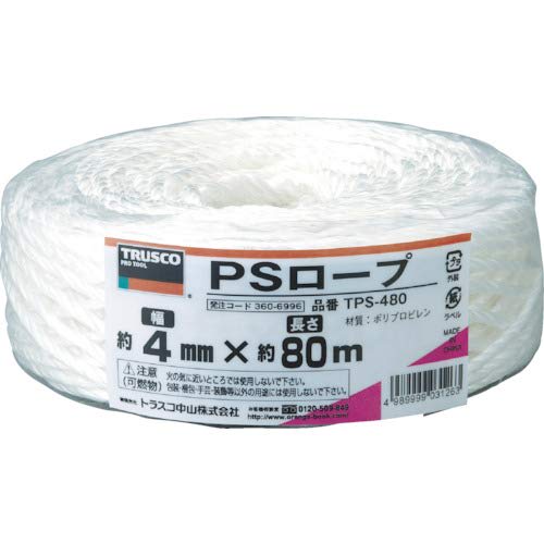 TRUSCO PS Rope White 4mm X 80m TPS480