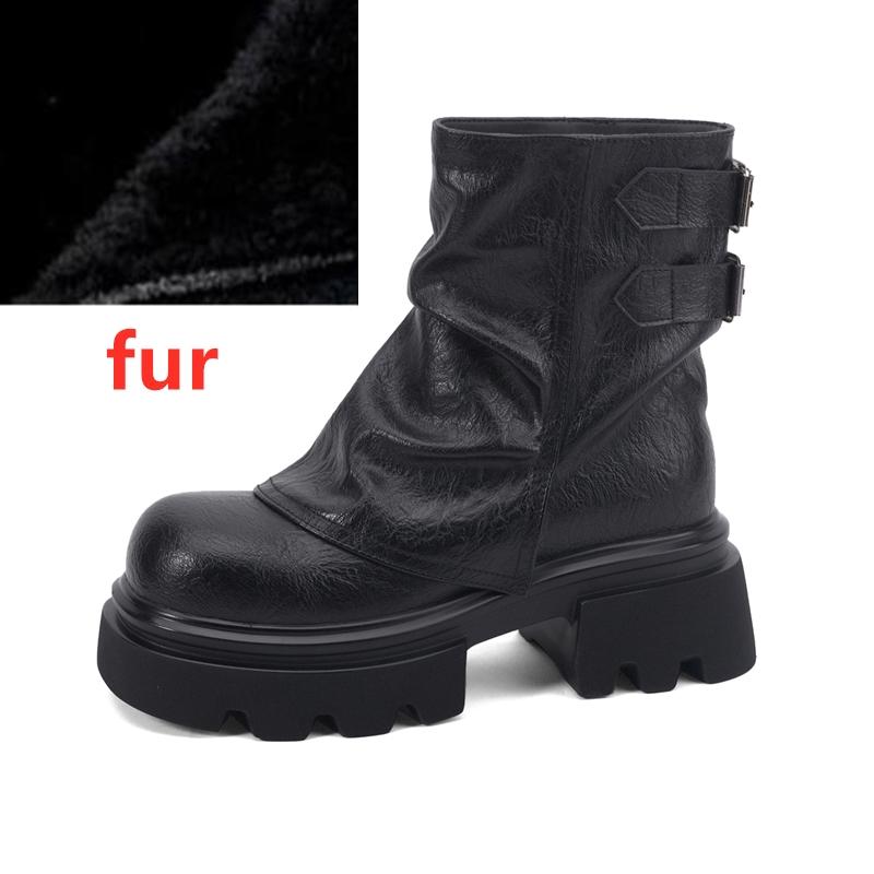 Fashion 2025 New Women's Trouser Boots Thick-soled Square-toe Women Ankle Boots Large-Size Vintage Fashion Motorcycle Boots Female